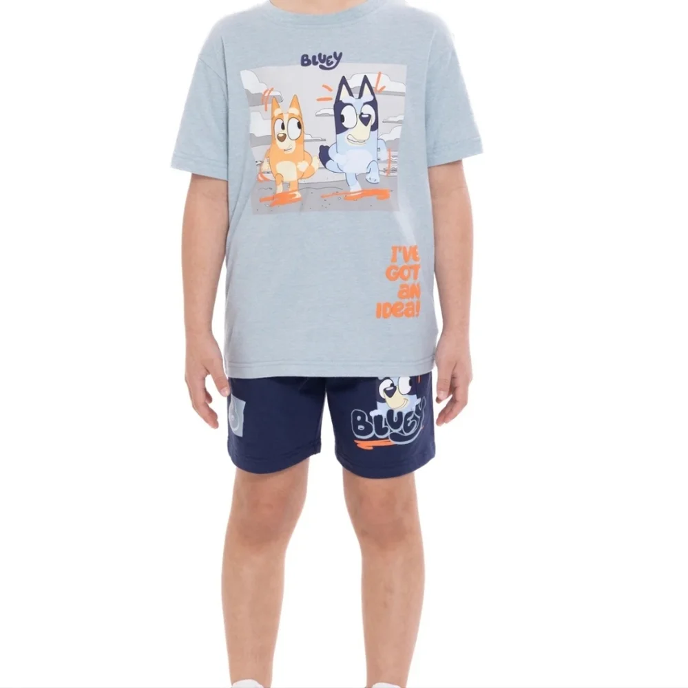 Bluey Kids' T-Shirt and Shorts Set, Blue And Navy